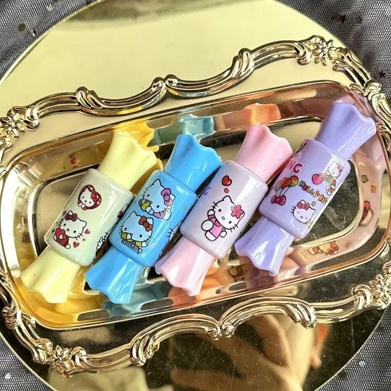 4Pcs Genuine Kawaii Sanrio Hello Kitty Lipstick Cute Cartoon Waterproof Lipstick Moisturizing Lip Gloss Cosmetics Creative Gift