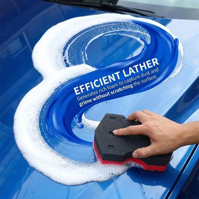 Double Side Red Black Sponge 2.0 Advanced Car Detailing Sponge Better Grip for Cleaning Cracks and Grooves