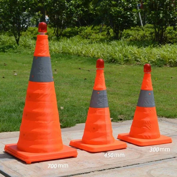 Cone de segurança reflexivo dobrável com luzes LED, Cones de tráfego dobráveis, Cone de estrada multiúso, 30cm, 45 cm, 70cm de altura