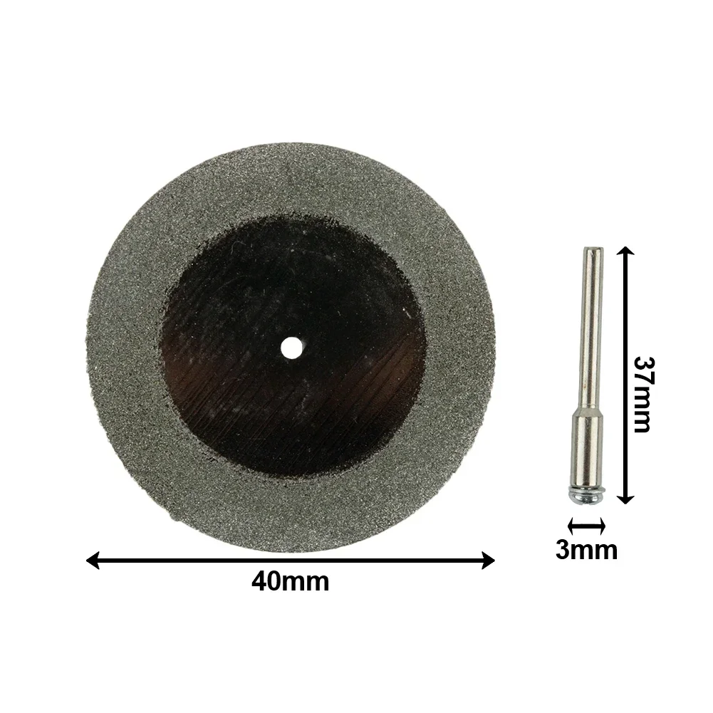 40/50/60mm 다이아몬드 그라인딩 휠, 커넥팅로드 포함 금속 커팅 디스크 슬라이스 Dremel 액세서리 금속 보석 옥 회전 도구