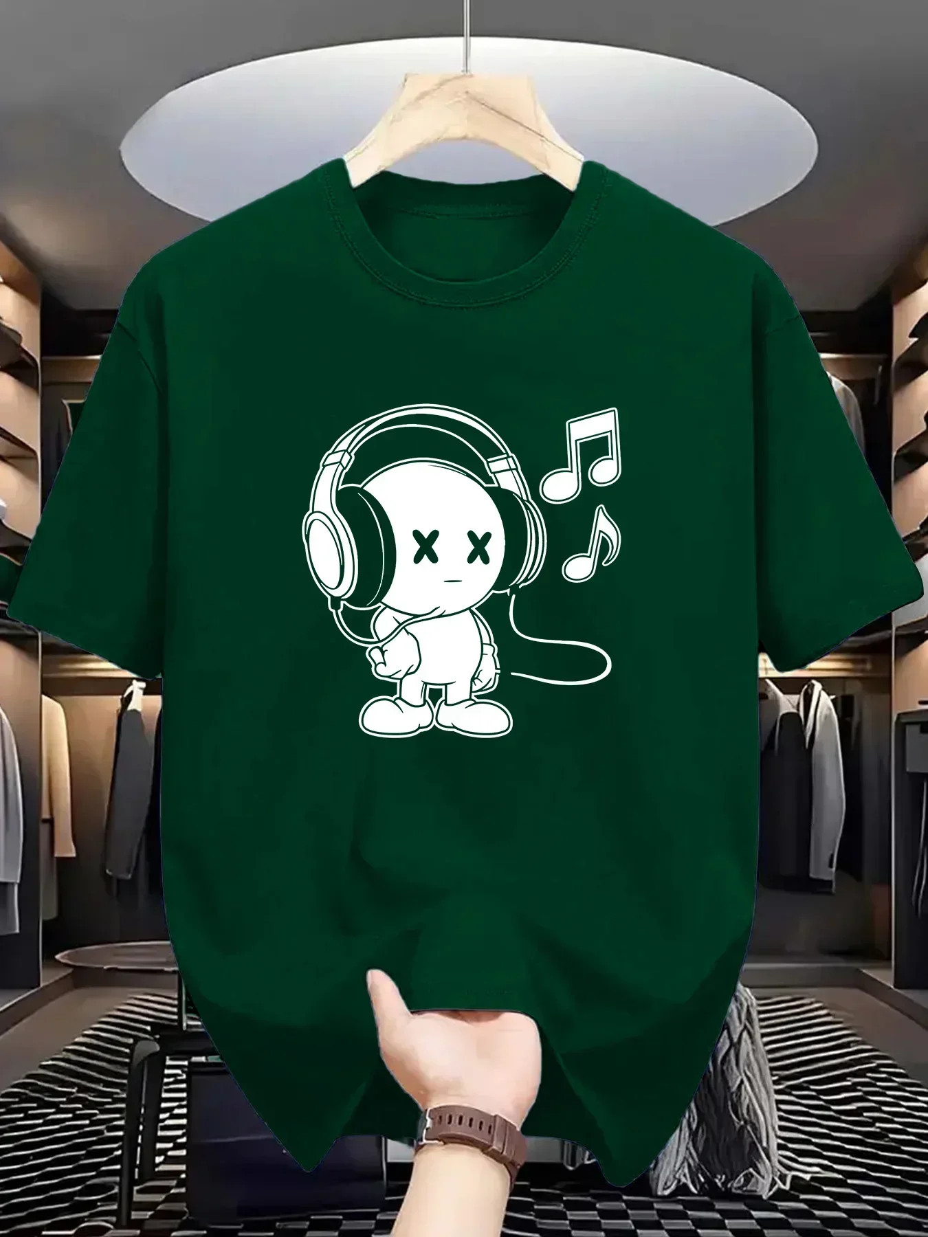 

Music Themed Print Men's T Shirt 100% Cotton Summer Loose Plus Size Round Neck Short Sleeve Sports Casual Daily Streetwear Top Gift