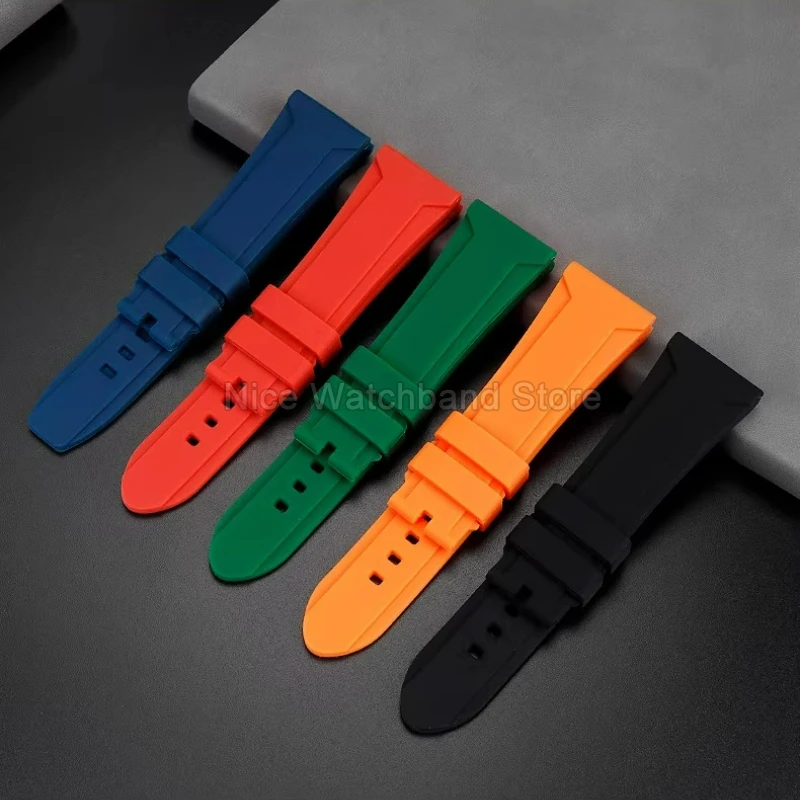 Flat Interface Delicate Selected Silicone Watchband Skin-Friendly Comfortable 20 22 24 26mm for Tonneau G-MAX GEYA G08253
