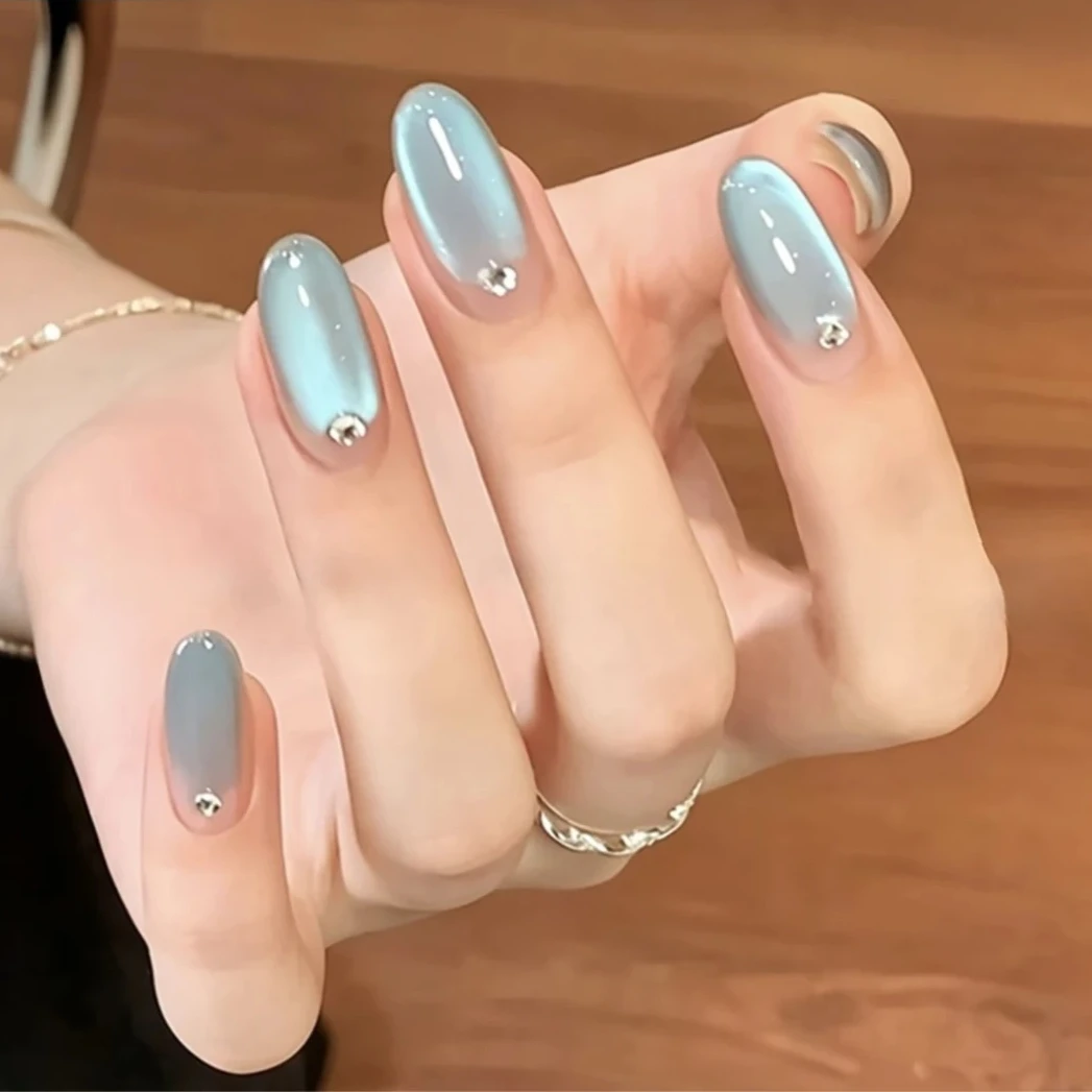MN 2026 Summer New Elegant Clear Blue Cat Eye Nail Gel, Sayram Lake Magnetic Cat Eye UV Gel, Transparent Bright Manicure Polish