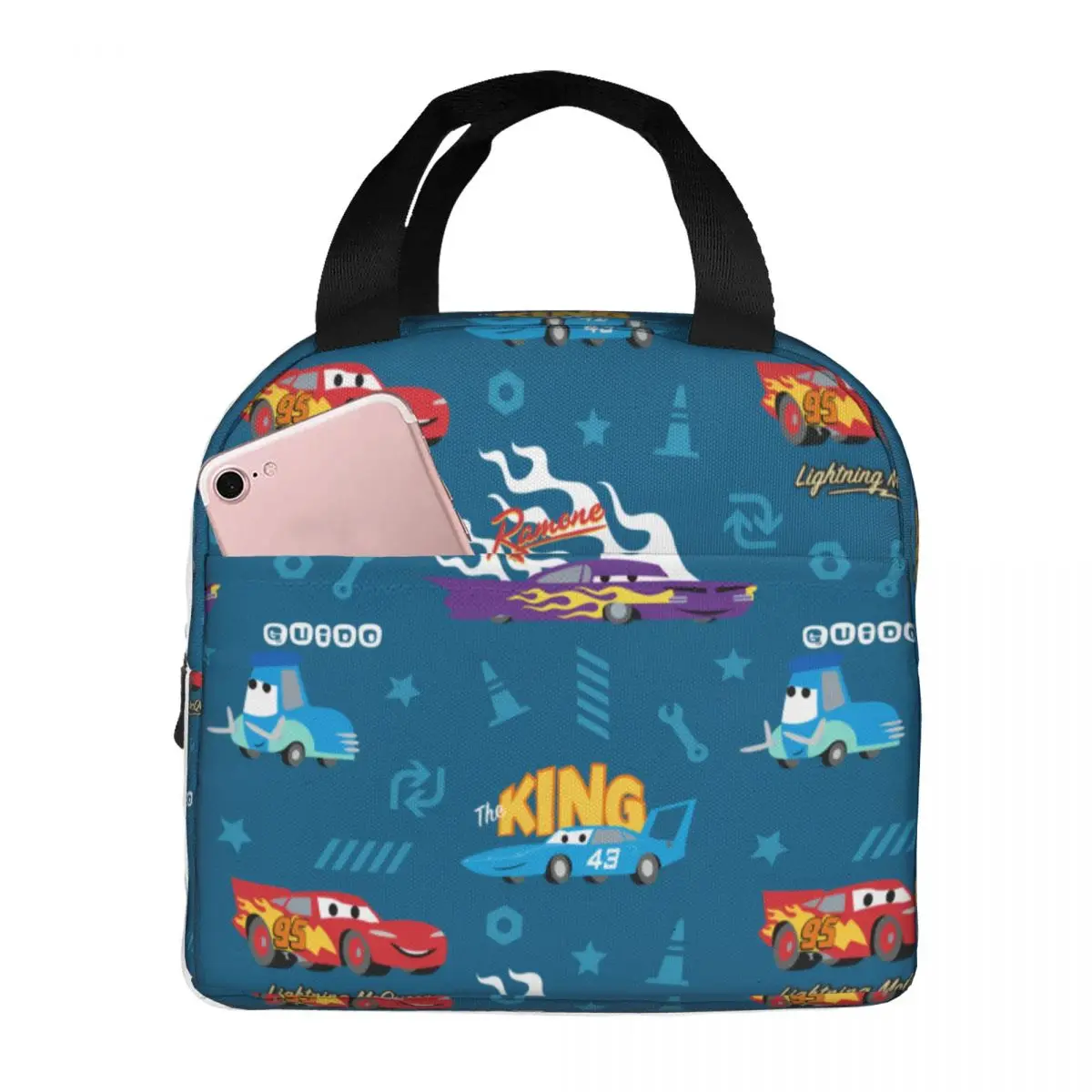 

Custom Lightnings Anime McQueens Insulated Lunch Bags for Women Sport Racing Car Portable Cooler Thermal Food Lunch Box Work