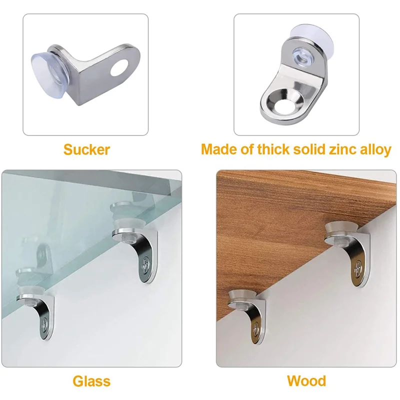 

150 Pieces Glass Shelf Bracket With Sucker Glass Shelve Support Right Angle Fixing Brackets-AT36