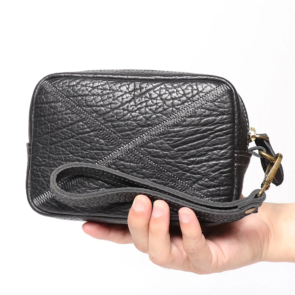 New Genuine Leather Clutch Bag, Top Layer Cowhide Simple Casual Handbag