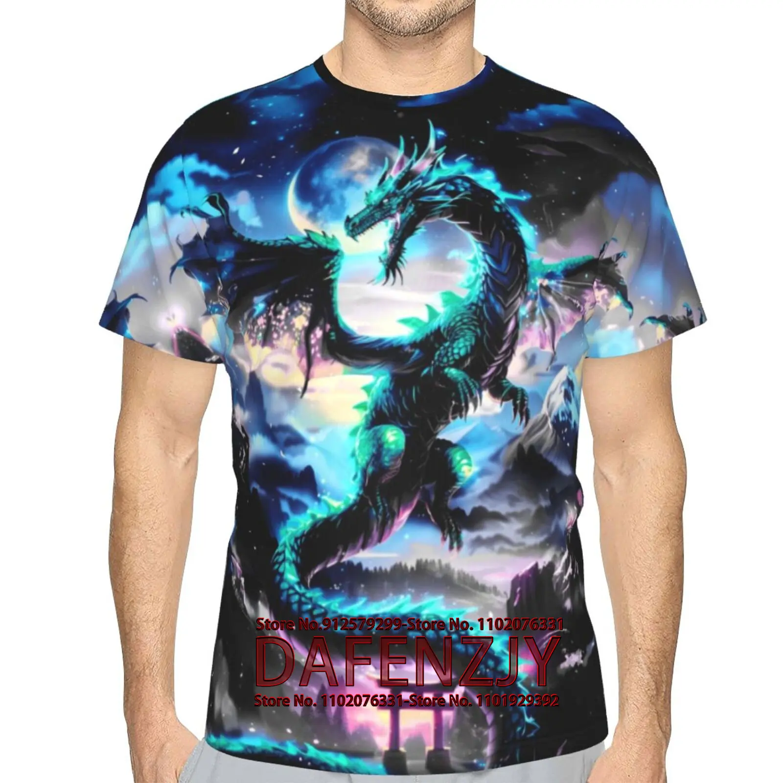 Men's Dragon T Shirt Summer Short Sleeve Tees Tops Animal Theme Shirt Anime Graphic Shirt