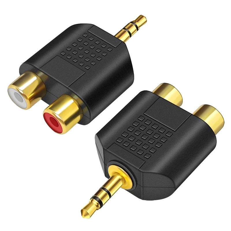 

2PCS Gold Plated 3.5mm Stereo to 2-RCA Y Splitter Dual RCA to 3.5 mm Jack AUX Audio Adapter for PC Mp3 Amplifier Speaker