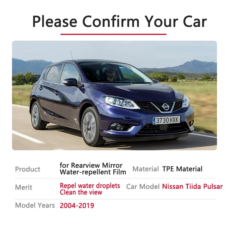 For Nissan Tiida Pulsar C11 C12 C13 2004~2019 Latio Versa Full Cover Anti Fog Rainproof Film Rearview Mirror Stickers Accessorie view 3