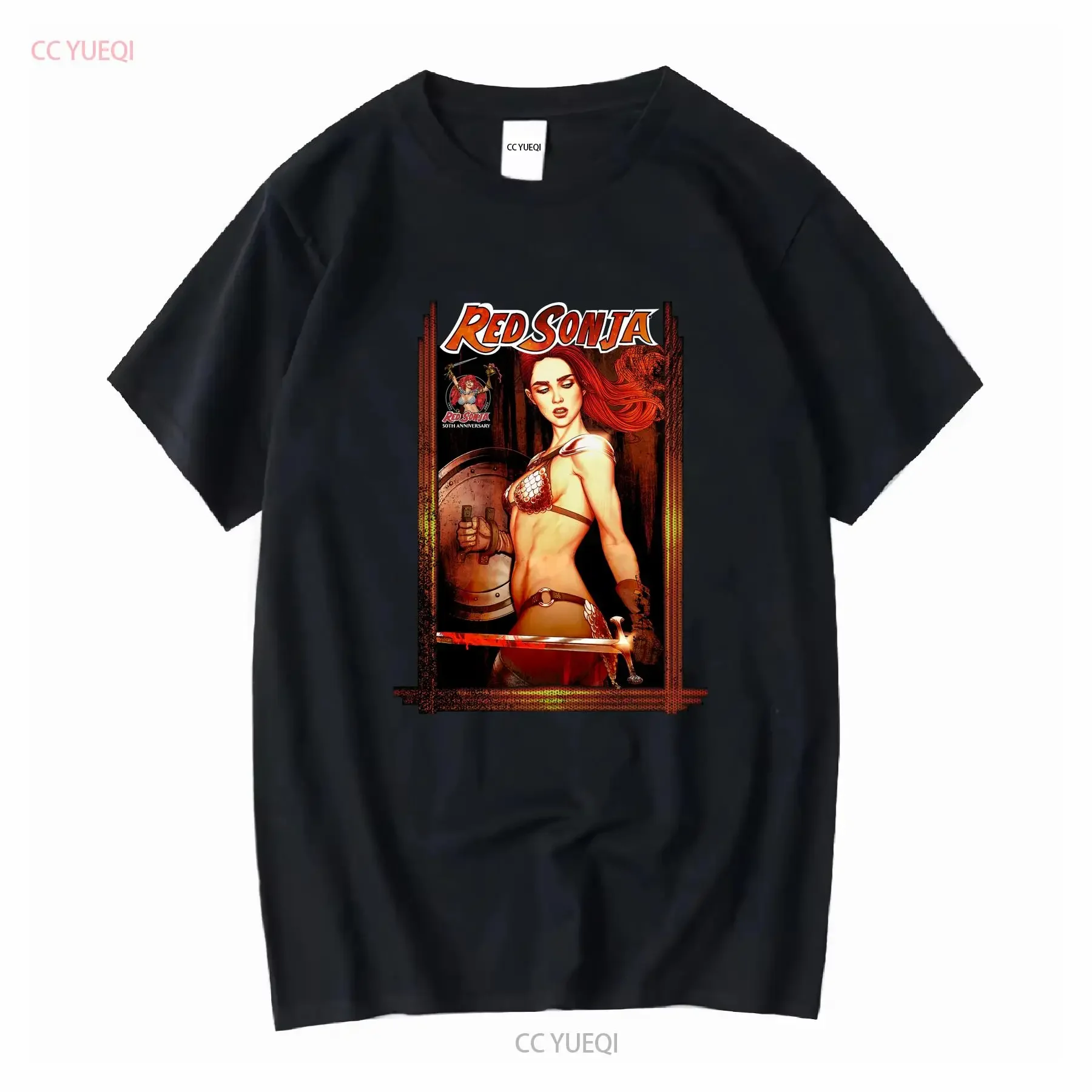 Red Sonja Dynamite Jenny Frison Official Men's T Shirt vintage Washed Breathable designer clothes Slightly Comfortable Stylish