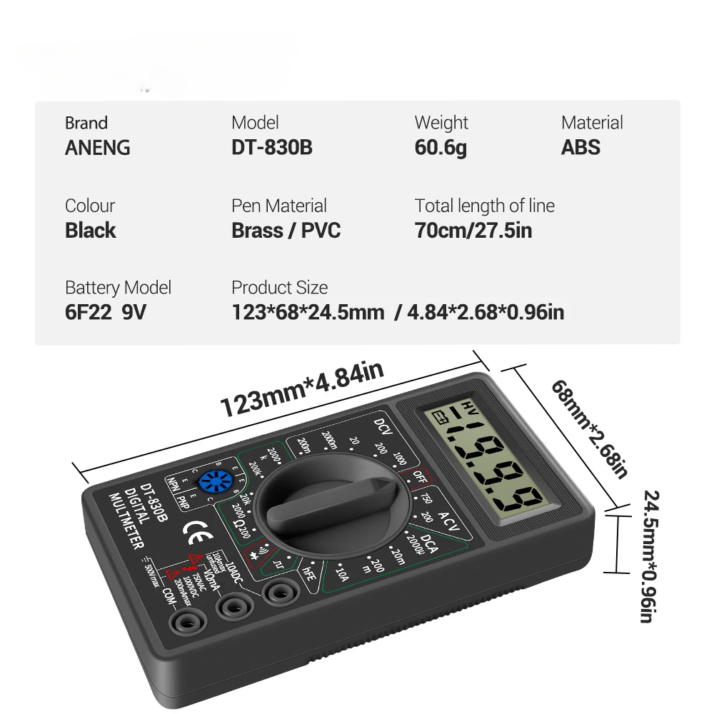 Imagem -06 - Alcance Automático Voltímetro Digital Multímetro Lcd Ohímetro Volt Tester Instrumento de Análise de Instrumentos Elétricos