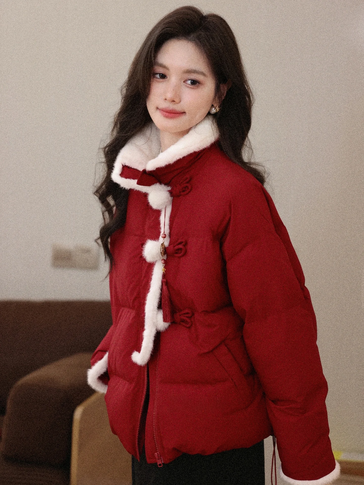 

South Deer ort Sle down Jaet Red Button Du down Women's Winter Coat Casual Fit Regular Sve Long Sve Pure Color