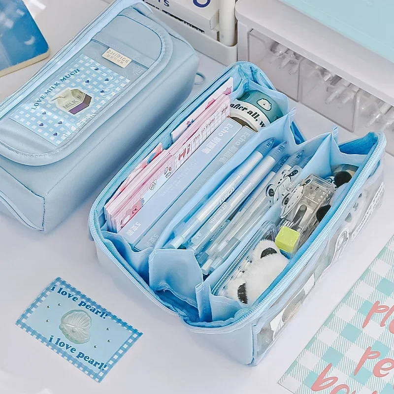 New Transparent Pencil Case Large-capacity High-value Pencil Case Creative Multi-functional Student Stationery Storage Bag