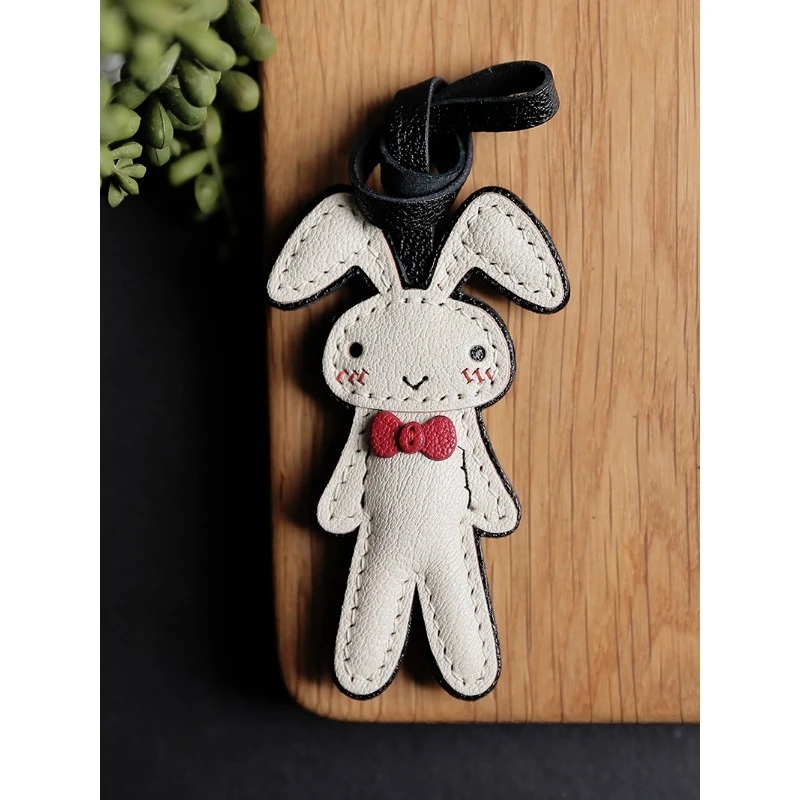 

Подвеска-кукла The Beaten Rabbit, брелок из натуральной кожи ручной работы, подвеска-сумка из французской овчины, сумка-подвеска для телефона.