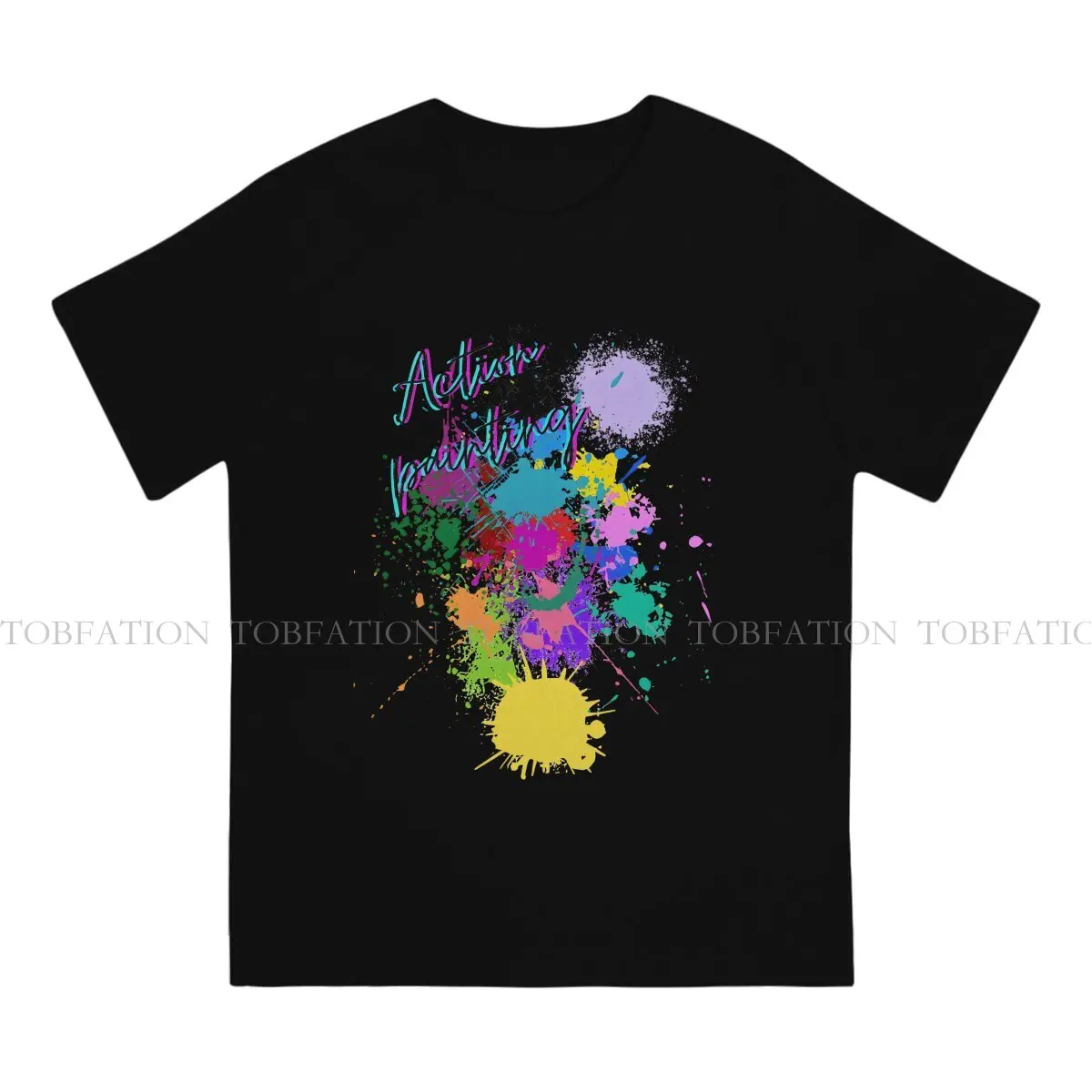 Painter and Decorator TShirt for Men Action Painting Colorful Art Round Collar Pure Cotton T Shirt Clothes