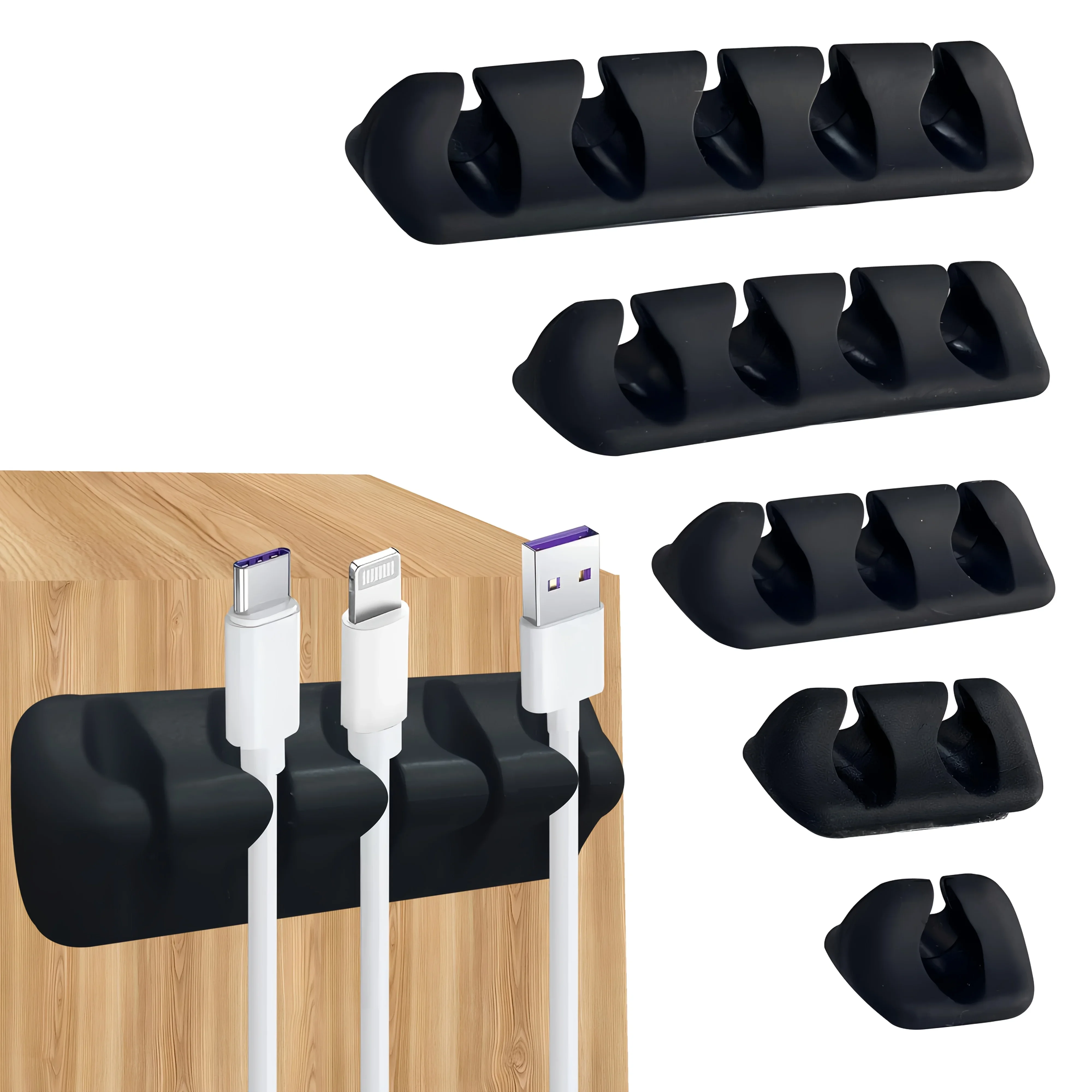 1pc 3/5Holes Self-Adhesive Cable Management Clips Available in Sets of a Versatile Cord Organizer Suitable for Desks, Homes