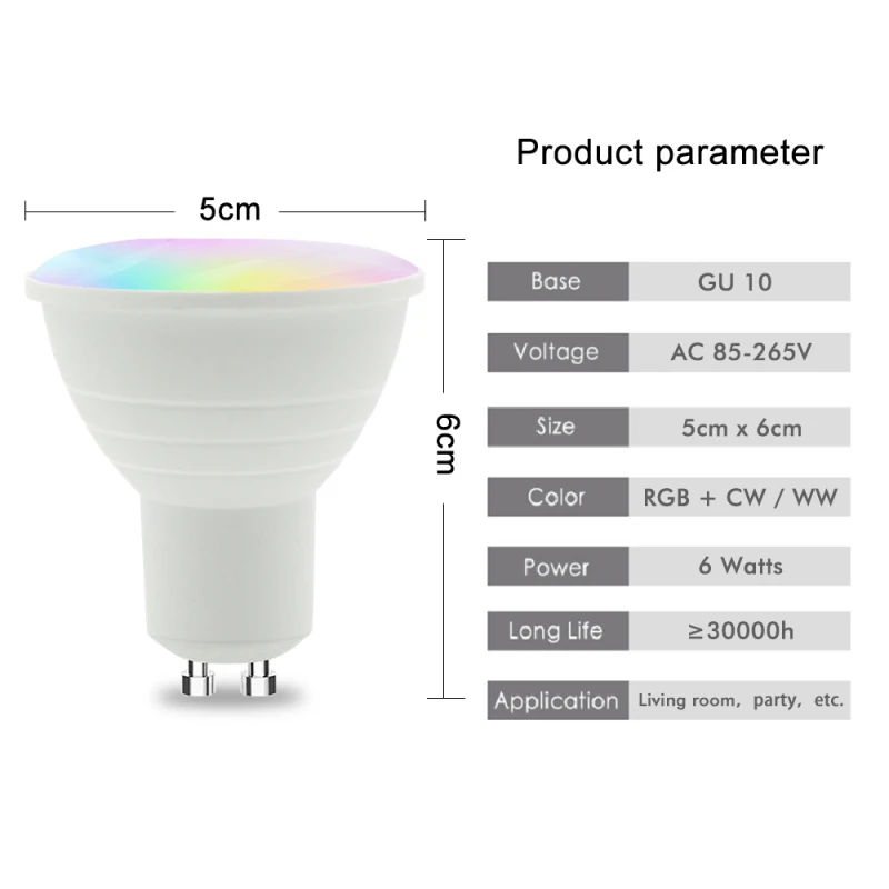 Xiaomi Tuya WIFI Smart Dimmable Bulb GU10 MR16 RGB C+W LED Light Support Alexa Google Assistant Voice Control Smart Life App