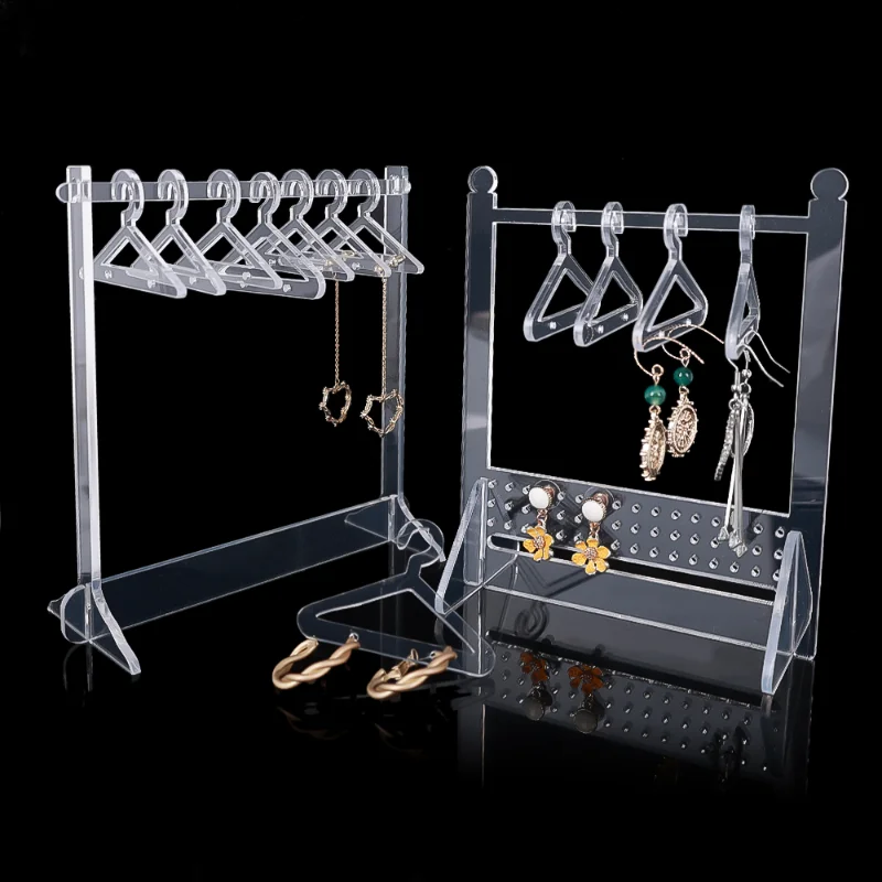 Acrylic Coat-hanger Shape Earring Display Stand for Women Jewelry Pendant Showcase Rack Transparent Earring Board Ear Studs