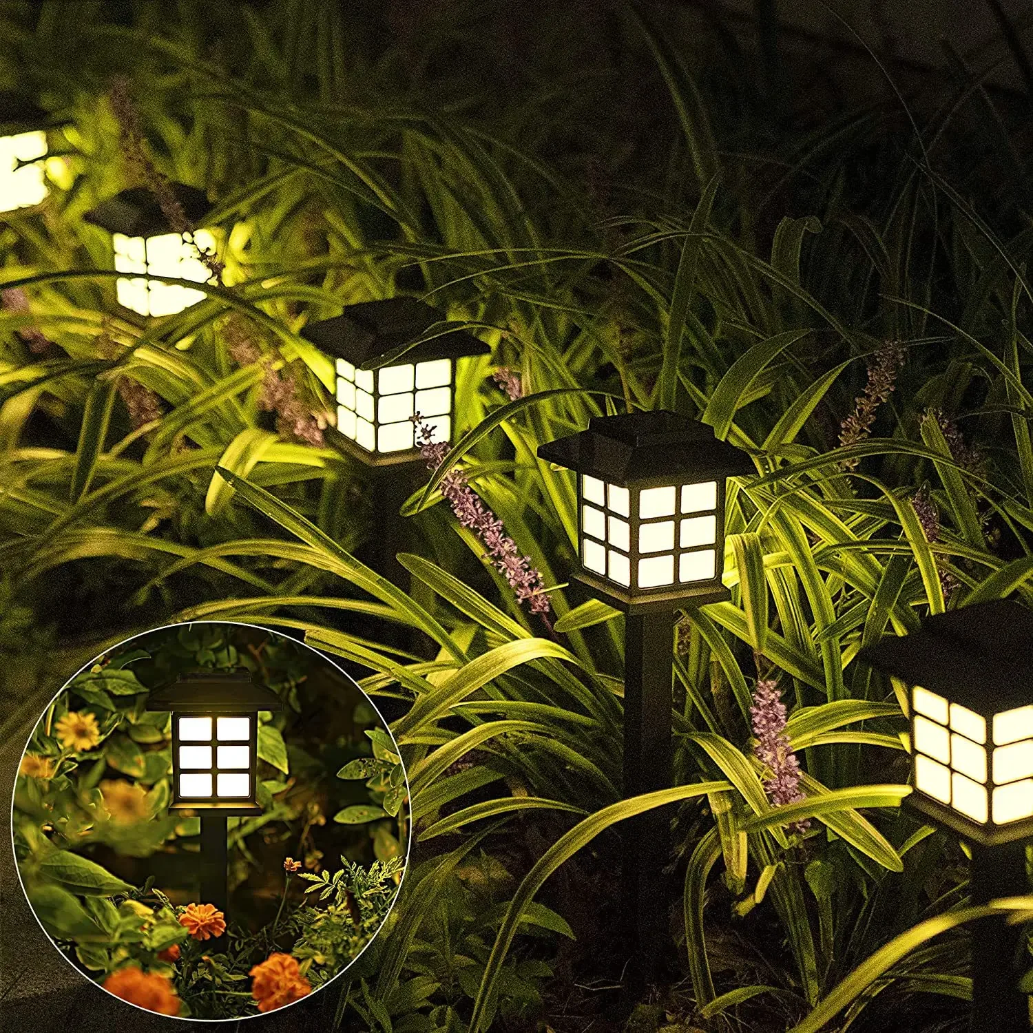 1/2/4/6Pcs Solar Outdoor Waterproof LED Lawn Lamp Small Palace Lamp Courtyard Atmosphere Garden Decoration Ground Plug Lamp Hot