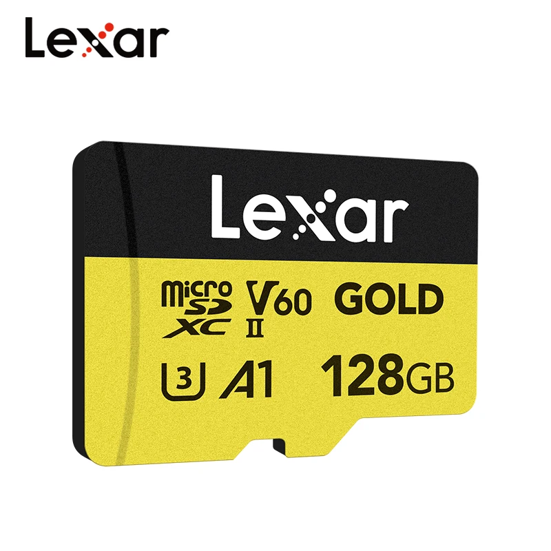 Original Lexar Professional GOLD MicroSDXC UHS-II Card V60 4K UHD Video Memory Card 128GB 256GB Max 280Mb/s Micro SD Flash Cards