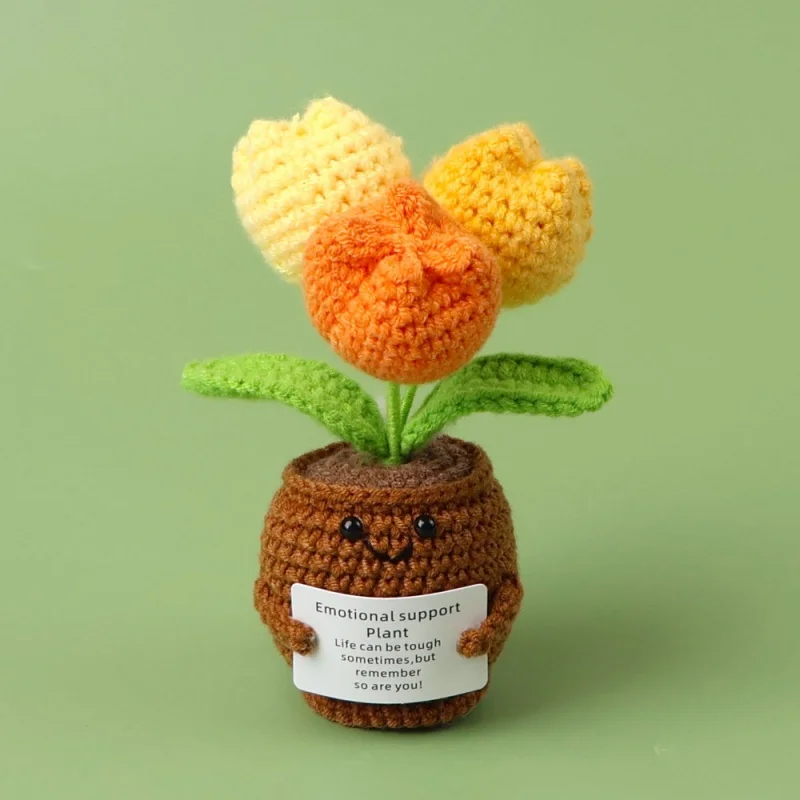 Mini-fertige Häkelrosen, Sonnenblumen, Topf, emotionale Unterstützung, gefüllte Pflanzen, Mutter, Valentinstag, Weihnachten, Abschlussgeschenke – Detail 3