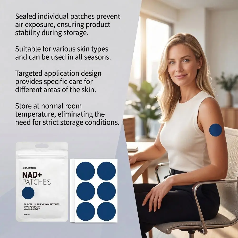 NAD+ Patches 30Pcs Skin‑Patches Mild Clean‑Formula Portable Daily‑Use Body‑Care Stick‑On Patches For Energy‑Vitality Support