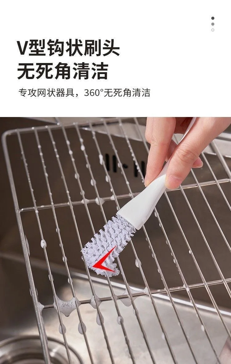 V Shape BBQ Grill Cleaning Brush with Scraper, Wire Bristle Oven Rack Grate Cleaner Brush Kitchen Stove Gap Cleaning Tool - view 6