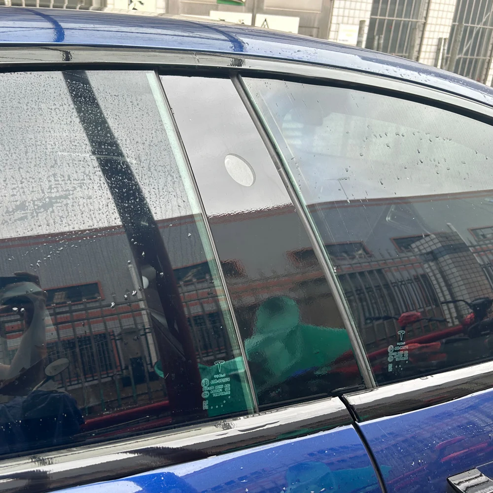 Für Tesla Model S 2014-2020 Limousine Fenster Chrom Löschen Blackout ABC Säulen Glänzend Schwarz Aufkleber – Detail 3