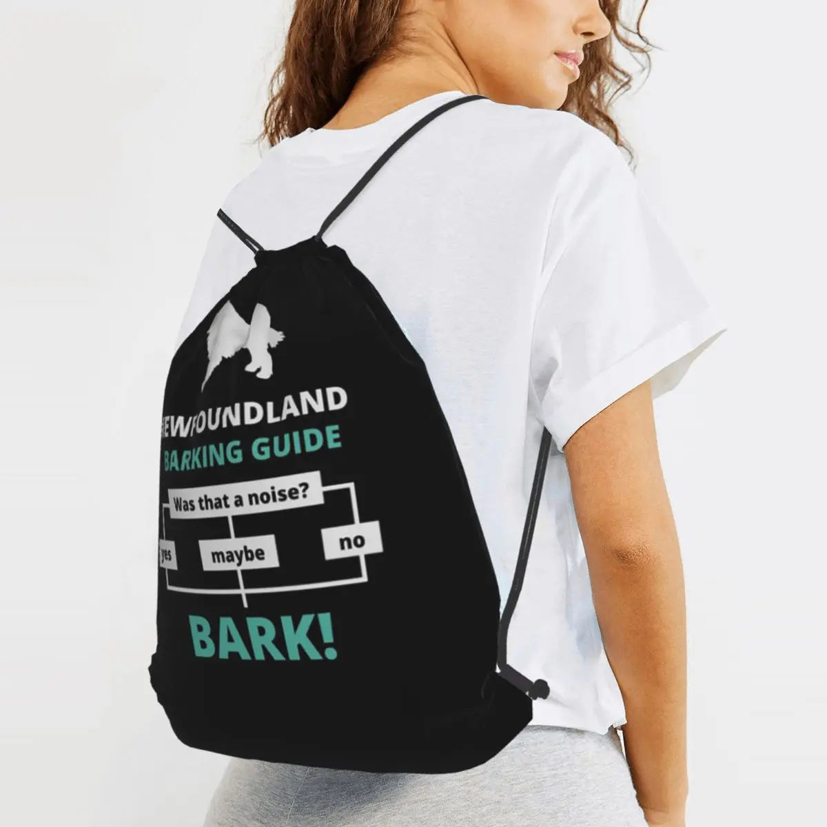 Newfoundland Barking Guide Backpacks Portable Drawstring Bundle Pocket Sports Bag Book Bags for Travel Students