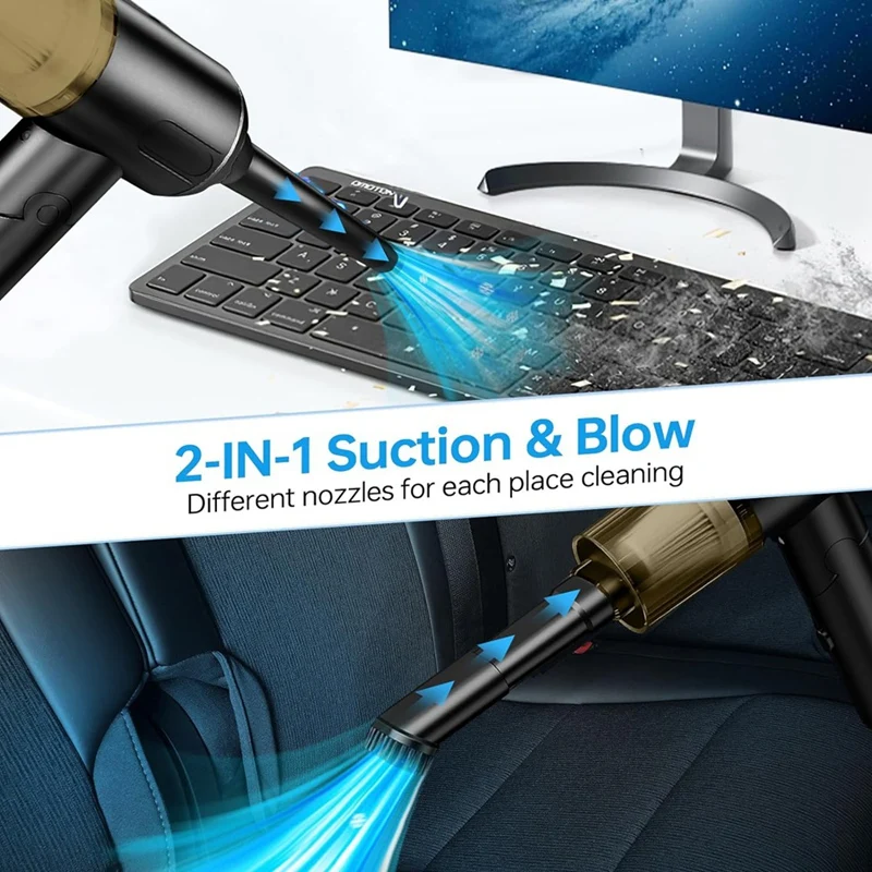 Vacuum Cleaner Car Vacuum Cordless 14000Pa Powerful Portable Mini Vacuum Foldable Wireless Vacuum Cleaner With LED Light