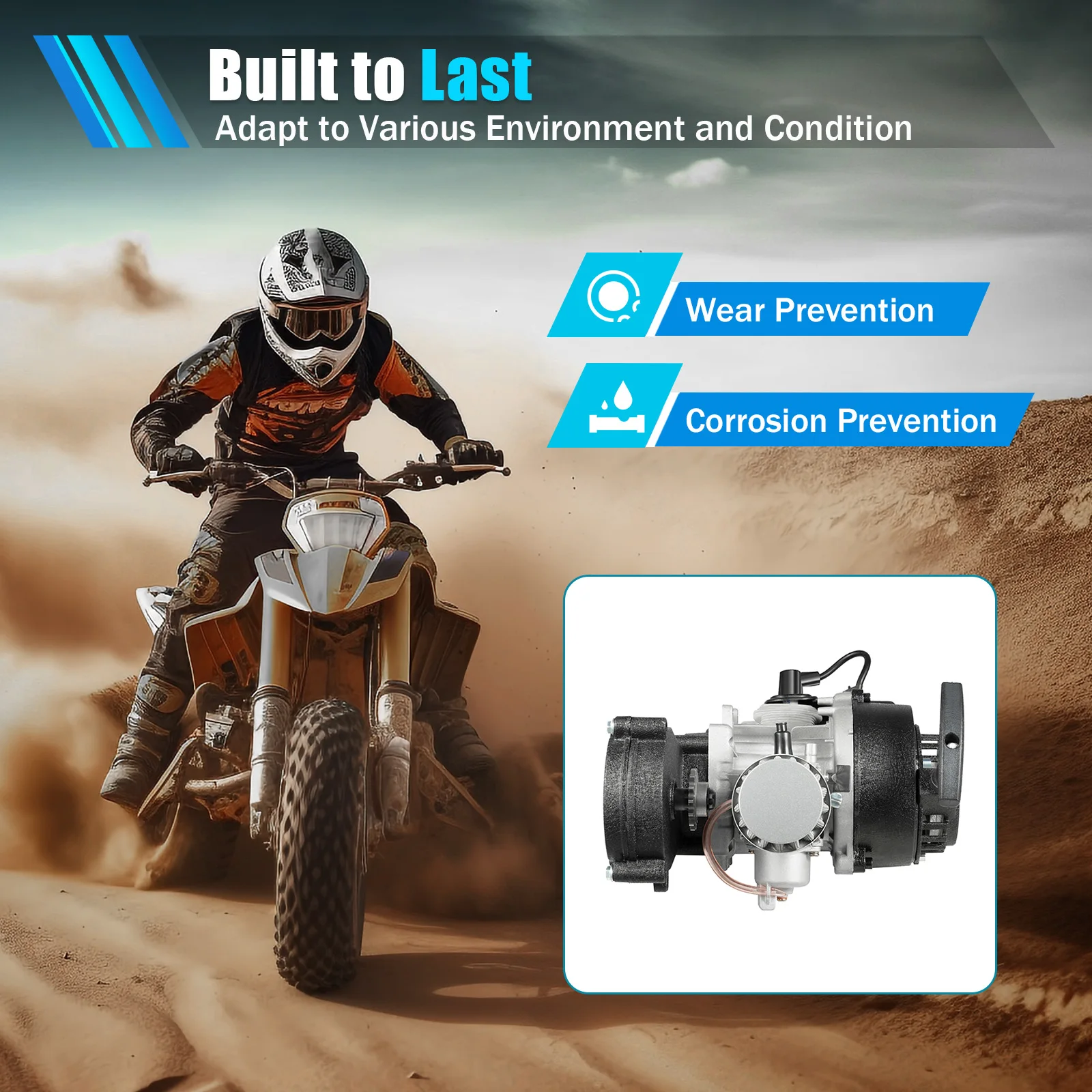 

49cc 2Takt Engine, Pocket Bike Motor Mini Gasoline Engine for Pocket Bike Mini Dirt Bike, Single Cylinder Complete Engine Kit