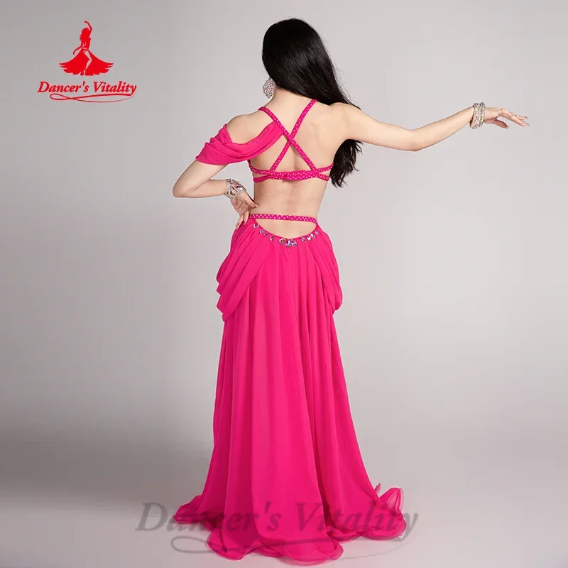 BellyDance kostum untuk wanita Senior AB batu Bra + rok panjang sifon 2pcs Oriental Dance pakaian penampilan profesional