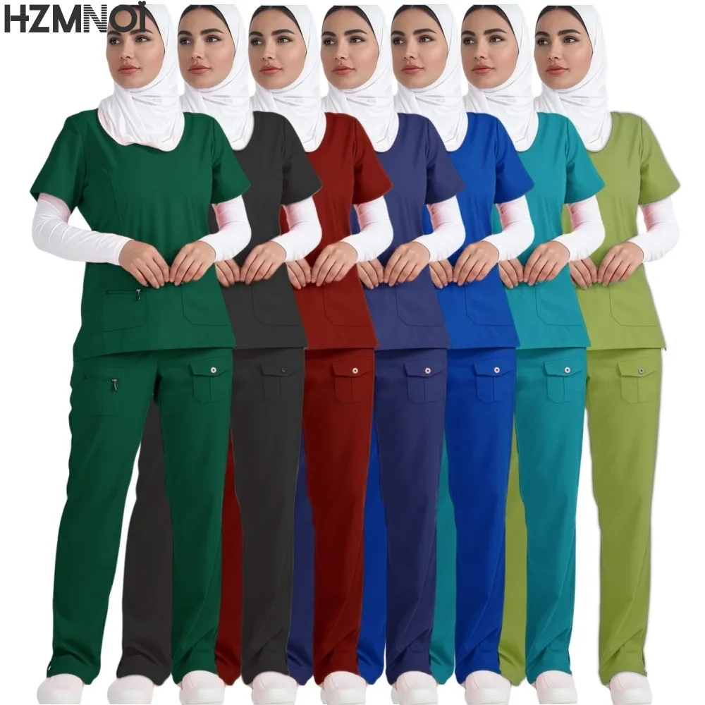 

Hot Sale Wholesale Tops Straight Pants Hospital Uniform Dental Dentist Uniform Women Medical Nursing Scrubs Surgical Uniform Set