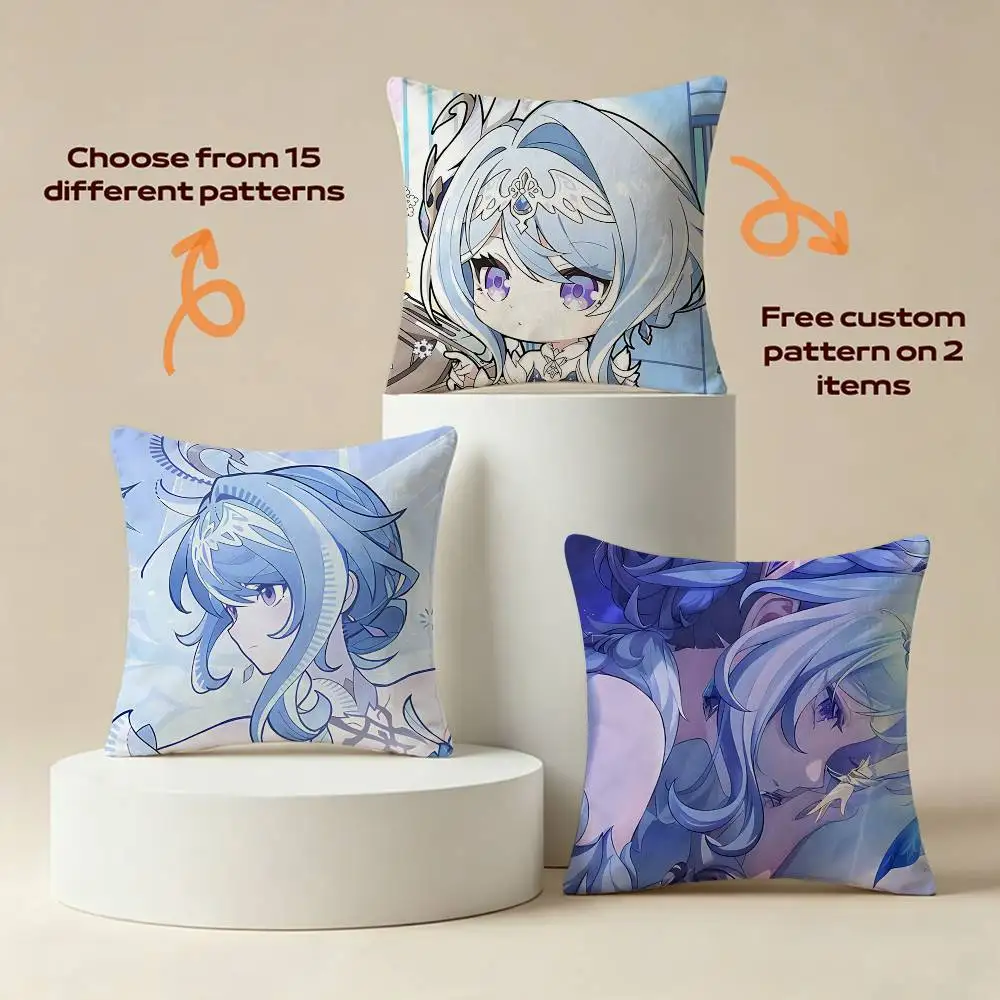 Snow Swan O-Odette Game G-Genshin  Square Sofa Pillow Cover Solid Color Living Room Home Decor Cushion Case
