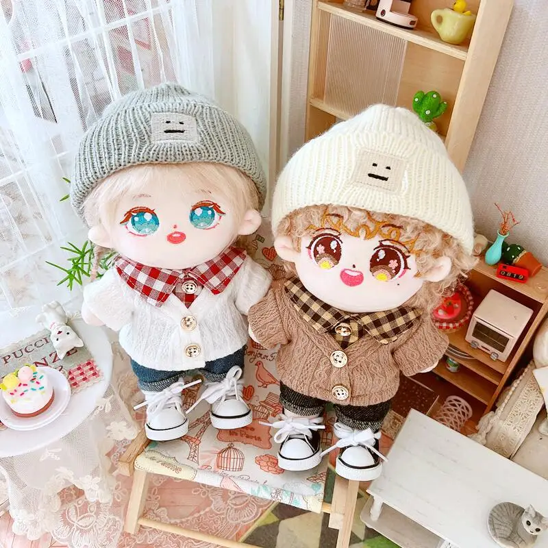 20CM Star Doll Clothes Hat+sweater+Shorts+Shoes Cute Plush Doll Accessories Cool Stuff Kpop EXO idol Doll Fans DIY Gift