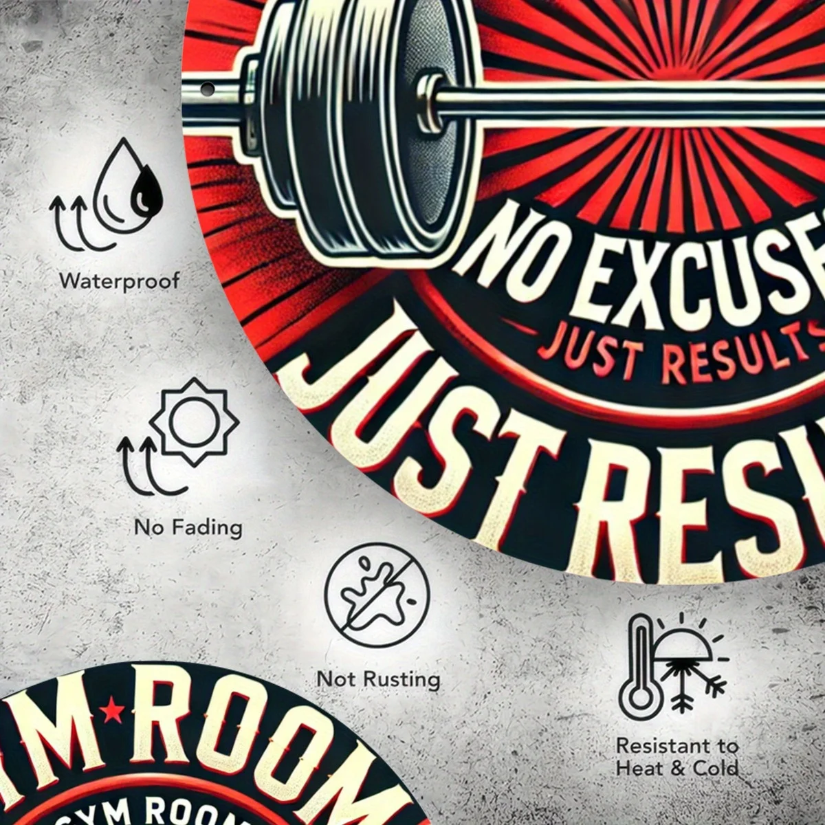 Gym Room Round Metal Tin Sign 