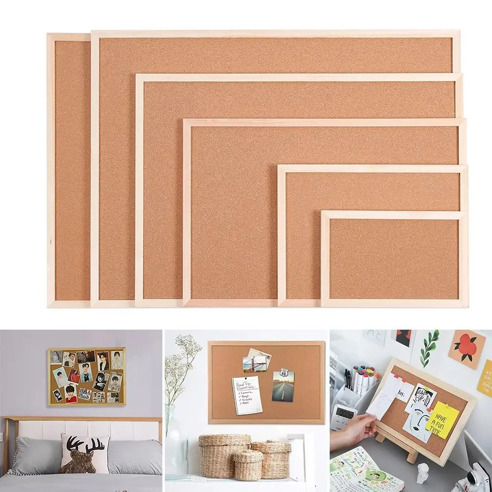 Pictures Wall Plate DIY Cork Display Panel Soft Decorative Cork Board Wood Hanging Memo Bulletin Board Office School