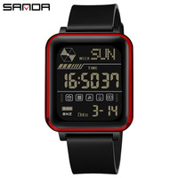 SANDA 6159 Fashion Single Item Men's Electronic Watch Multi functional Silicone Strap Waterproof Night Light Men's Digital Watch
