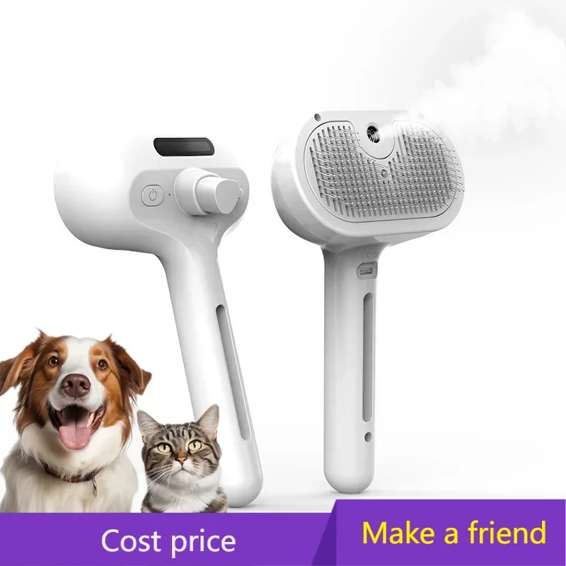 

4 in 1 Cat Spray Brush for Shedding Pet Dog Cat Brush with Steam Self Cleaning Dog Steamy Brush Hair Removal Grooming Steam Comb