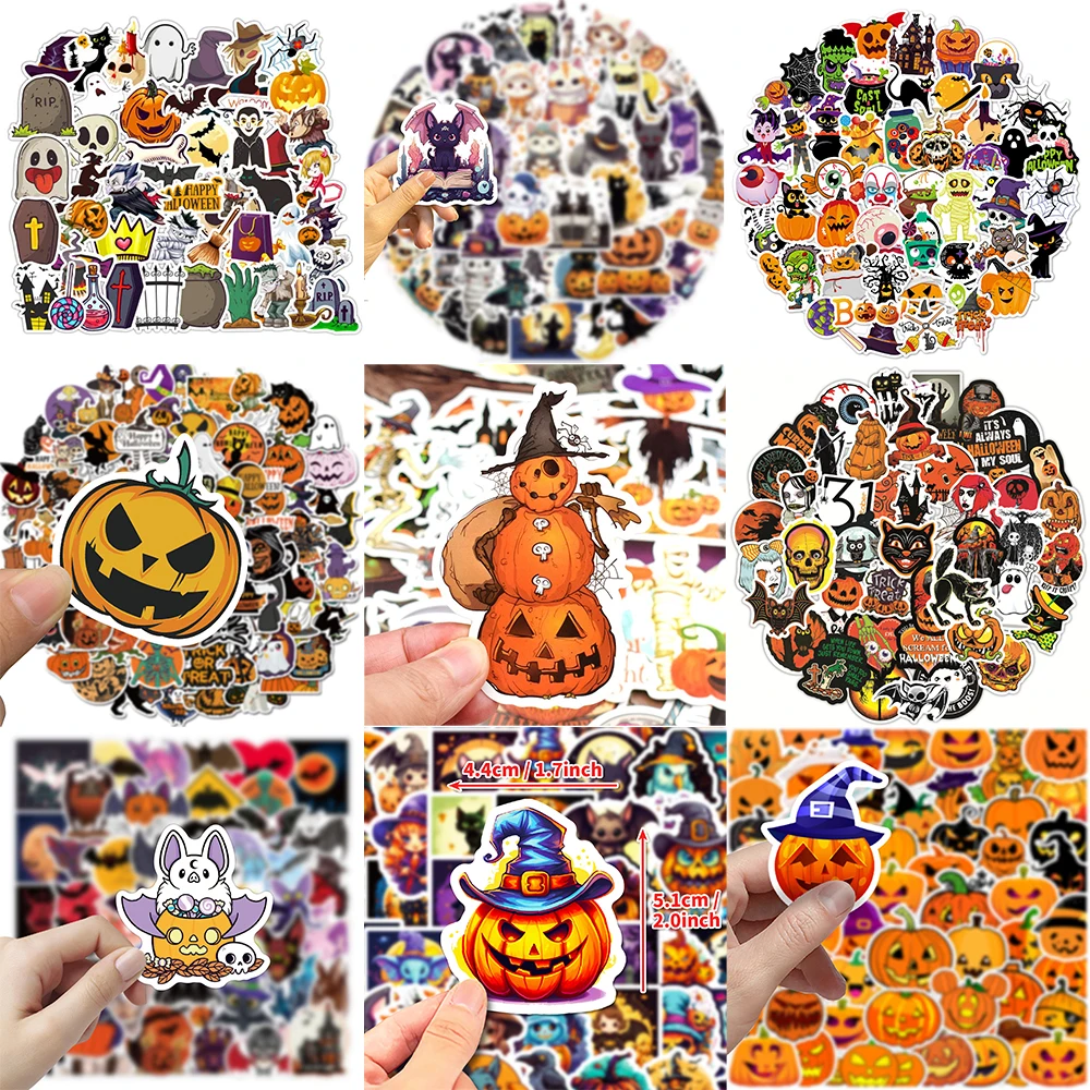 10/30/50PCS Cartoon Halloween Stickers Series Creative Cat Pumpkin Head Graffiti DIY Phones Laptop Bicycle Decoration Wholesale