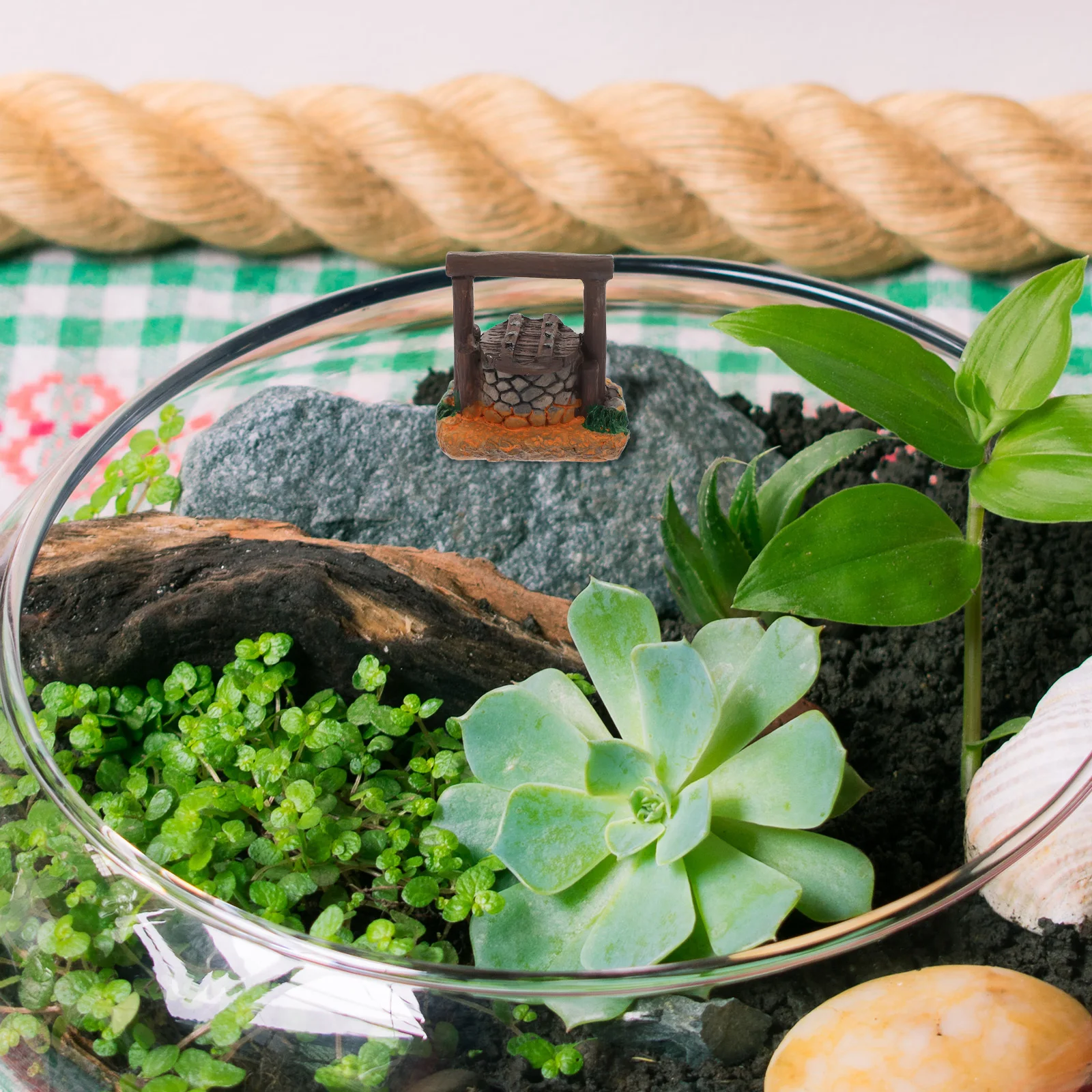 

Miniature Garden Water Well Ornament Sandstone Durable Non-Fading Micro Landscape Decorating Prop DIY Home Bonsai Desktop Decor