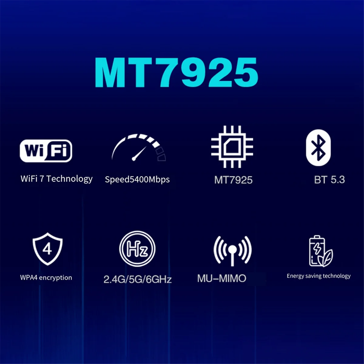 HOT!! MT7925 WIFI 7 Card+Antennas with Baffles 5400Mbps M.2 Triple Band 2.4G/5G/6G BT5.3 WiFi Card Adapter for Win10/11 Linux