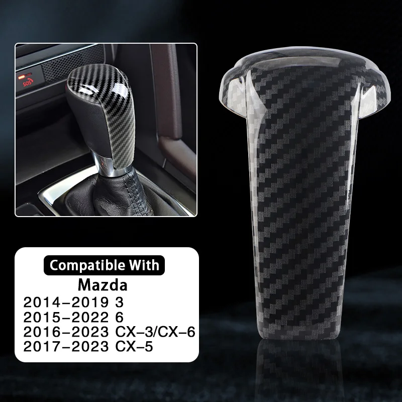 

1PC Car Shift Knob Protective Cover Carbon Fiber Auto Handle Decorative Accessories For Mazda CX 3 5 6 2023 2022 2021 2020 2019