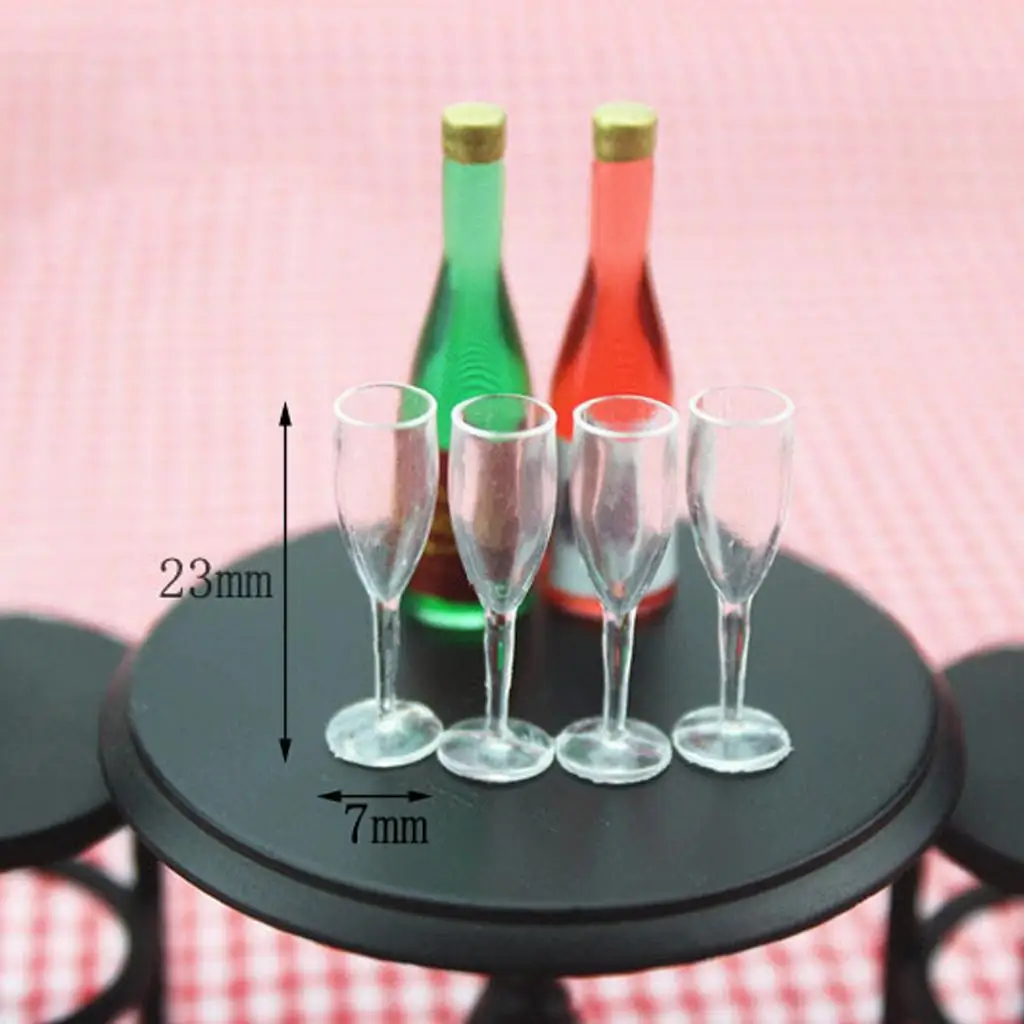 Set of 4pcs Cup Goblet Juice Glass for Dolls House Kitchen Table Decorations