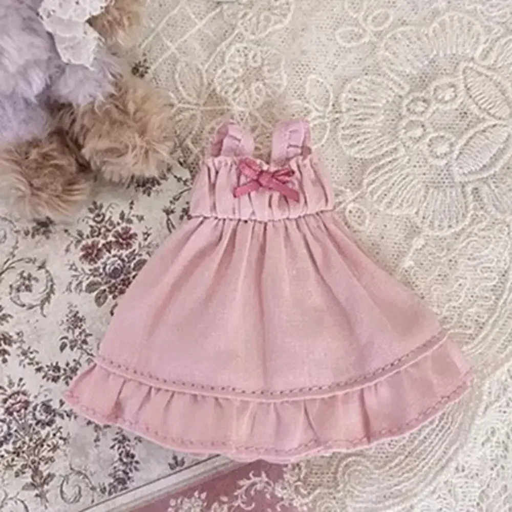 Saia dupla camada de cor sólida feita à mão para boneca 1/11 ob11, vestido de noite, vestidos de boneca da moda para boneca bjd 1/12, acessório diy