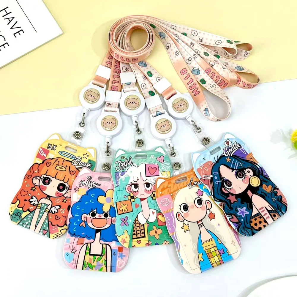 حامل بطاقة الهوية الطالب حامل بطاقة الحبل البلاستيكي حامل بطاقة الأذن القط الإبداعية للعمل المفاتيح المدرسة #3