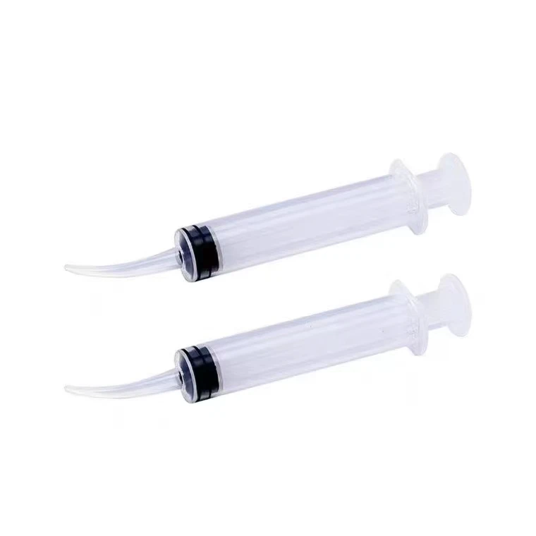 Seringa de irrigação dentária descartável, 2 peças, com ponta curvada, kit dental, clareamento transparente, instrumento dental 12ml