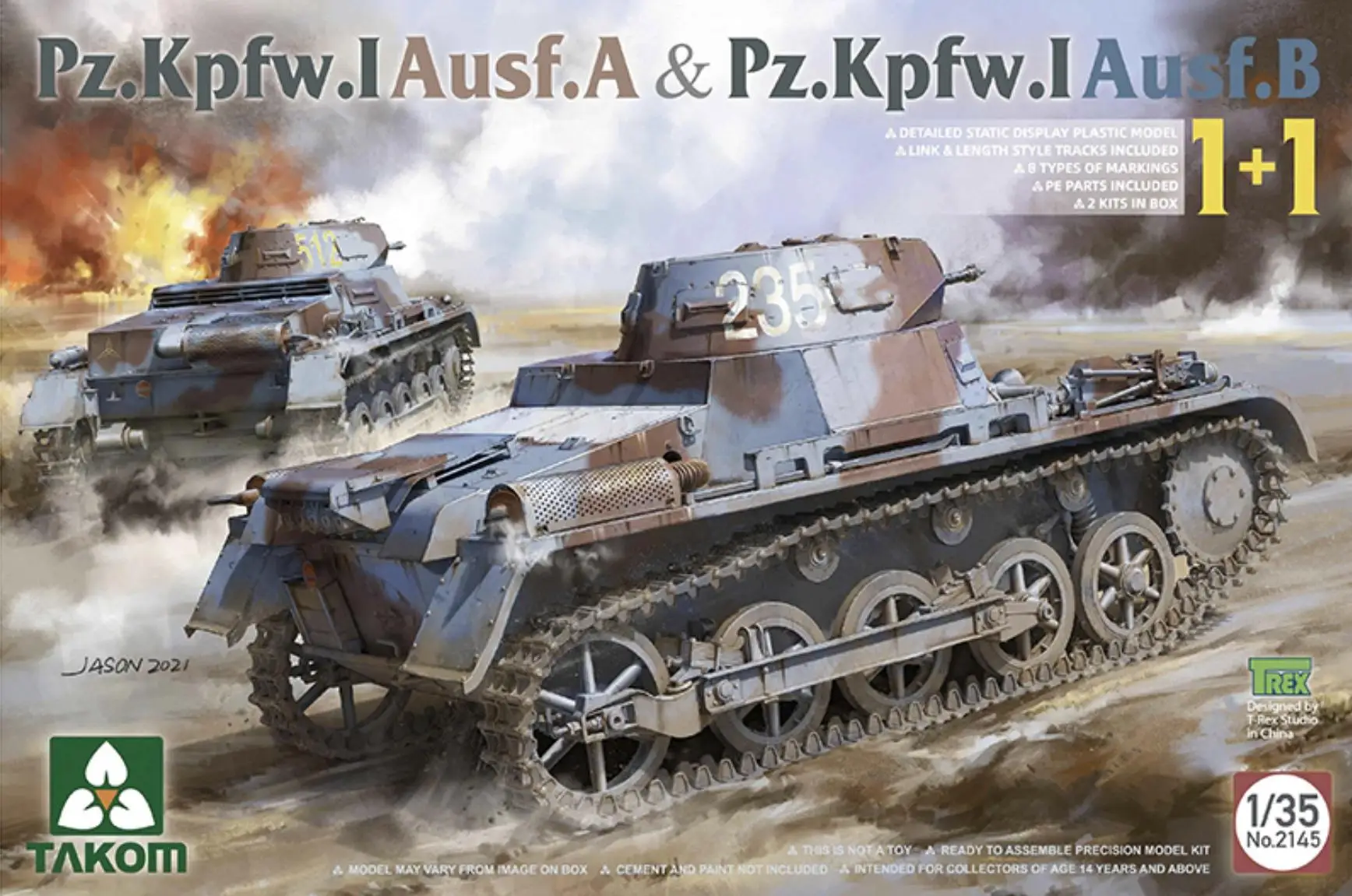 

TAKOM 2145 1/35 Pz.Kpfw.I Ausf.A & Pz.Kpfw.I Ausf.B 1+1 Assembly Model Kit