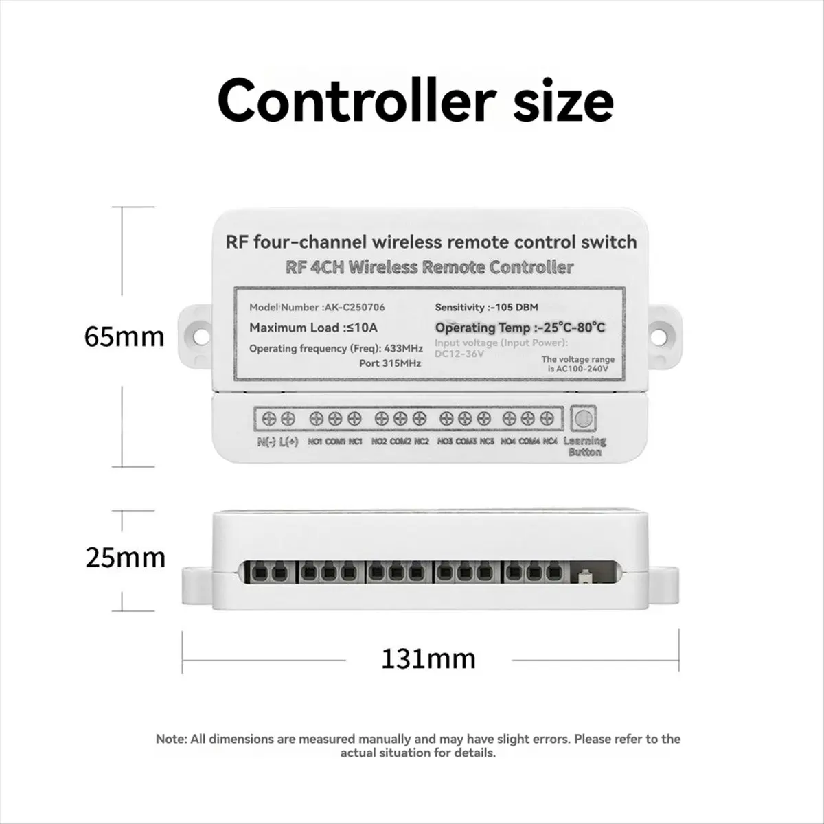 433mhz-ワイヤレスリモートコントロールスイッチユニバーサル-4ch-リレー受信機モジュールゲートガレージ用-dc12v-36v-ラジオコントローラー-a