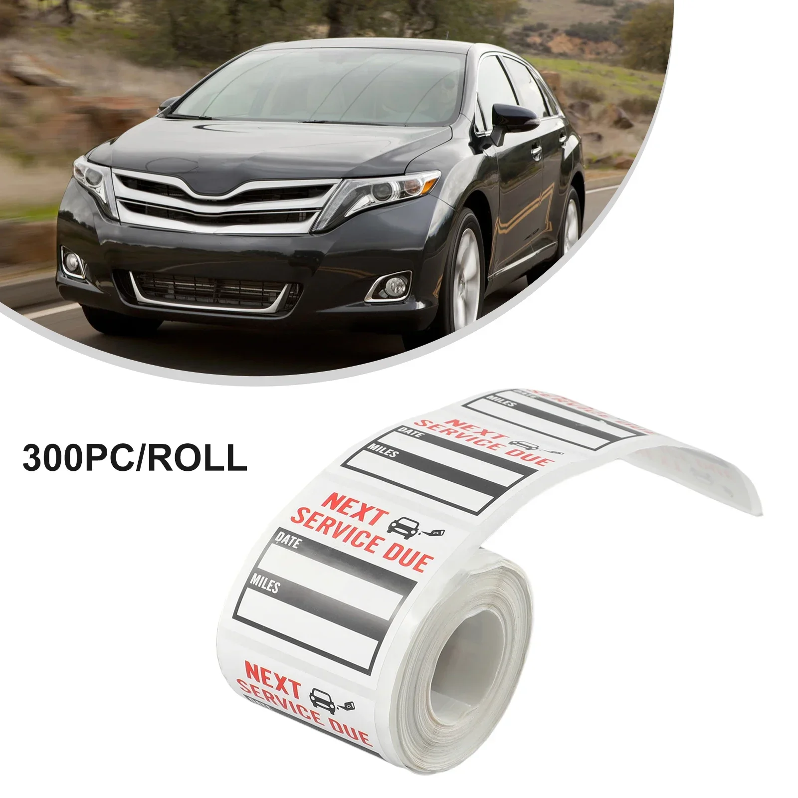 300Pcs/Roll Car Labels Oil Change Service Reminder Stickers Clear Lite Sticker Pack Car Interior Accessories 2x2inch